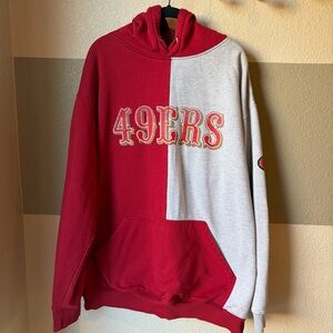 Fanatics Men 2XLT San Francisco 49ers Hoodie Colorblock Red Grey Screen Printed